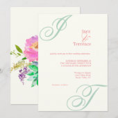 Engelse Tuin Monogram voor Middag Kaart (Voorkant / Achterkant)