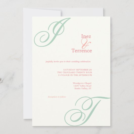 Engelse Tuin Monogram voor 's middags Kaart (Voorkant)