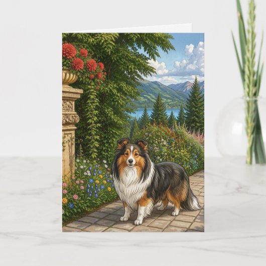 Engelse Tuin Shetland Sheepdog Blank Kaart (Voorkant)