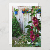 Engelse tuin stokrozen en bloemen kaart (Voorkant / Achterkant)