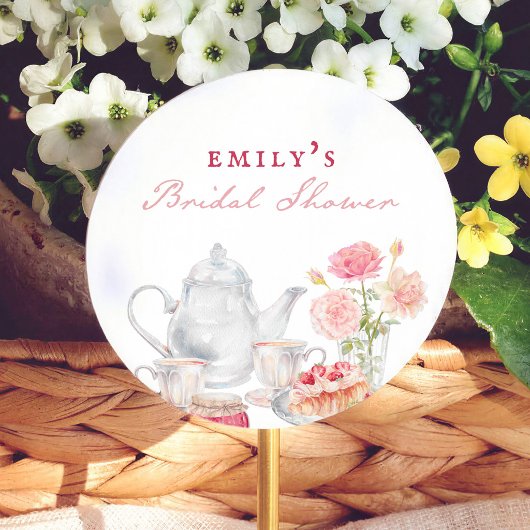 Engelse Tuin Thee Feest Bruidsfeest Favor Ronde Sticker