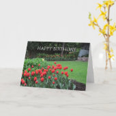 Engelse Tuin Tulpen Verjaardagsgroet Kaart (Gele Bloem)