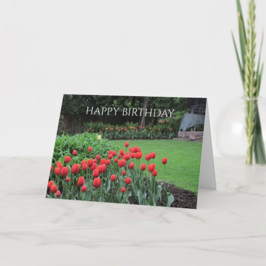 Engelse Tuin Tulpen Verjaardagsgroet Kaart (Voorkant)
