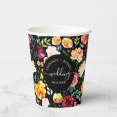 Engelse Tuin Zomer Bloemen Aangepaste Bruiloft Tek Papieren Bekers (Achterkant)