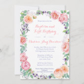 Engelse Tuinbloemen Doop 1e Verjaardagsfeest Kaart (Voorkant)