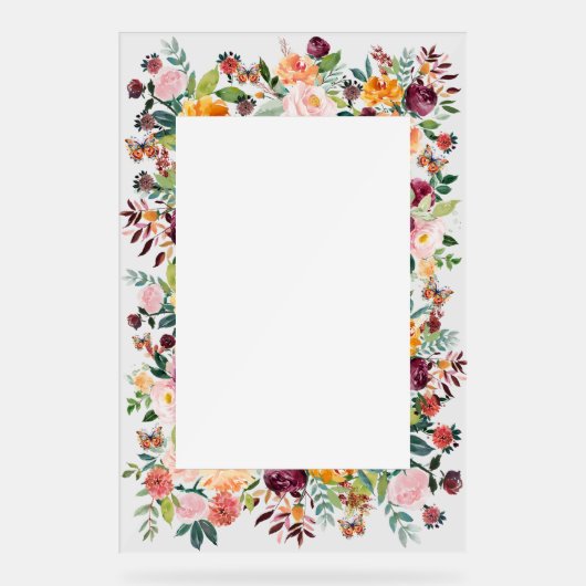 Engelse tuinbloemen lijst acryl bord (Voorkant)
