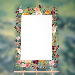 Engelse tuinbloemen lijst acryl bord