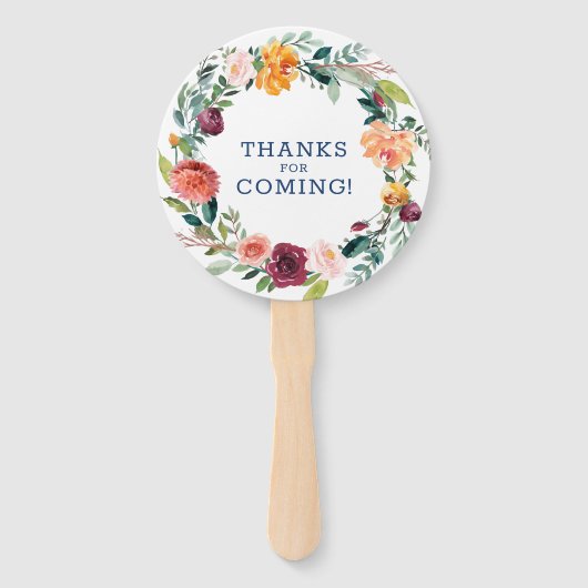 Engelse tuinbloemen met een groot trouwontwerp handwaaier (Achterkant)