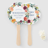 Engelse tuinbloemen met een groot trouwontwerp handwaaier (Voorkant en achterkant)