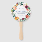 Engelse tuinbloemen met een groot trouwontwerp handwaaier (Voorkant)