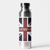 Engelse Union Jack vlag geïsoleerde waterfles (Links)