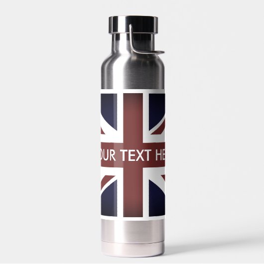 Engelse Union Jack vlag geïsoleerde waterfles (Links)