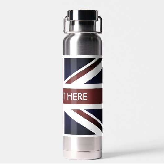 Engelse Union Jack vlag geïsoleerde waterfles (Achterkant)