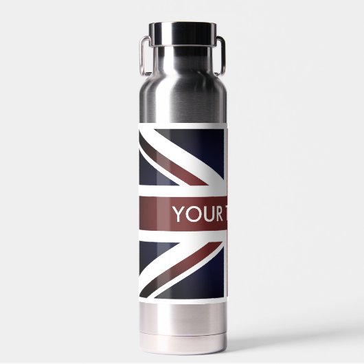 Engelse Union Jack vlag geïsoleerde waterfles (Voorkant)