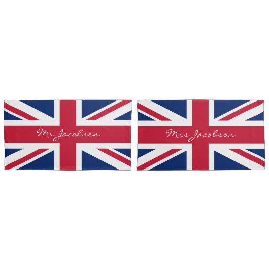 Engelse vlag Aangepaste naam Union Jack Patriotic Kussensloop (Voorkant-Set)