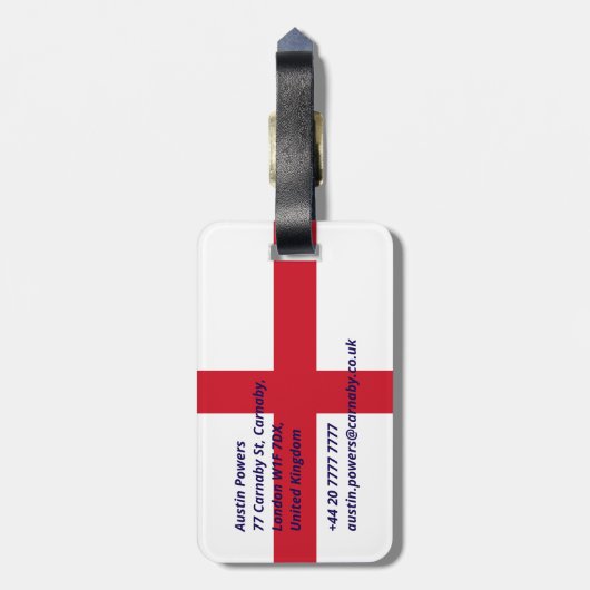 Engelse vlag bagagelabel (Achterkant verticaal)