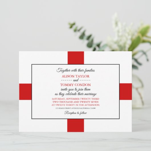 Engelse vlag, vlag van Engeland bruiloft Kaart (Staand voorkant)