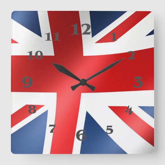 Engelse vlag voor Square-Wall-Clock Vierkante Klok (Voorkant)