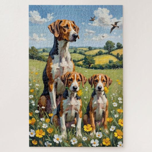 Engelse Vosshond Boterbloem Weide Kunst Legpuzzel (Verticaal)