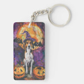 Engelse vosshond Halloween Pompoen Sleutelhanger (achterkant)
