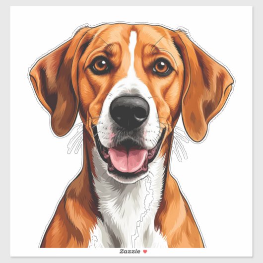 Engelse Vosshond Hond Heldere, Gelukkige Uitdrukki Sticker (Vel)