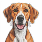 Engelse Vosshond Hond Heldere, Gelukkige Uitdrukki Sticker (Voorkant)