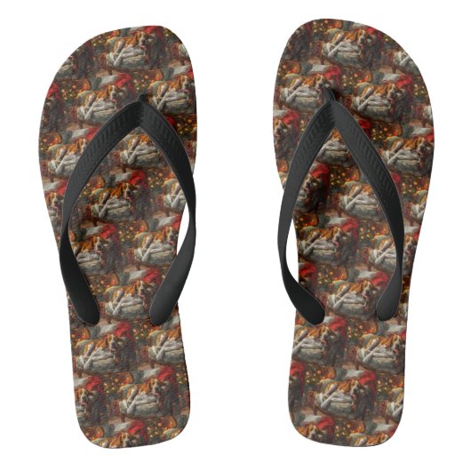 Engelse vosshond Kerstfeest Teenslippers (Voetbed)