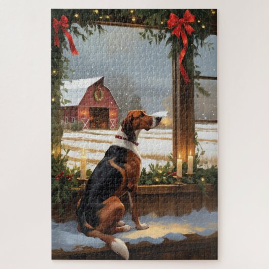 Engelse vosshond Kerstverlichting Vakantie Legpuzzel (Verticaal)