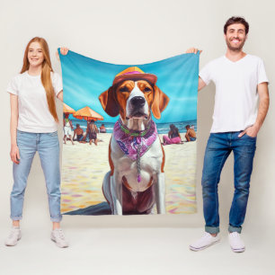 Engelse vosshond op het strand, zomer cadeau fleece deken