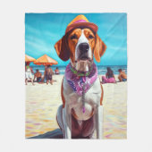 Engelse vosshond op het strand, zomer cadeau fleece deken (Voorkant)