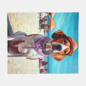 Engelse vosshond op het strand, zomer cadeau fleece deken (Voorkant (Horizontaal))