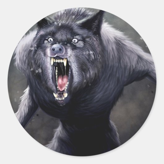 engelse weerwolf ronde sticker (Voorkant)