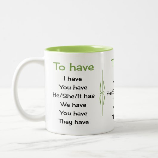 Engelse werkwoorden leraar of student tweekleurige koffiemok (Links)