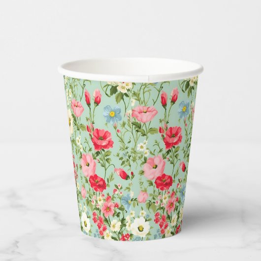 Engelse Wilde Bloem Gepersonaliseerd Papieren Bekers (Rechts)