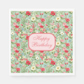 Engelse Wilde Bloemen Gelukkige Verjaardag Servett Servet (Voorkant)