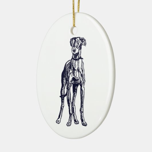 Engelse windhond keramisch ornament (Links)