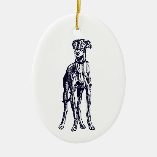 Engelse windhond keramisch ornament (Voorkant)
