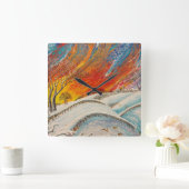 Engelse winterdag vierkante klok (Huis)