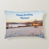 Engelse winterzonsondergang - gepersonaliseerd accent kussen