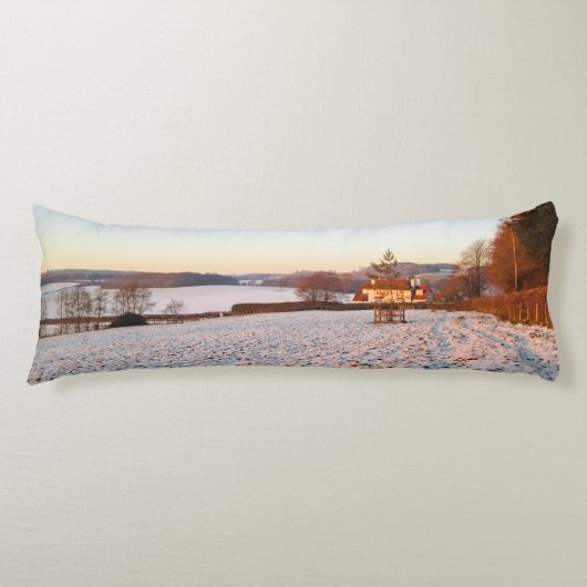Engelse winterzonsondergang - gepersonaliseerd lichaamskussen (Voorkant)