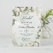 Engelse witte rozen eucalyptus groen en goud kaart (Staand voorkant)