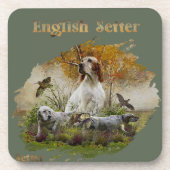 Engelse zetter met fazanten, kunst bier onderzetter (Voorkant)