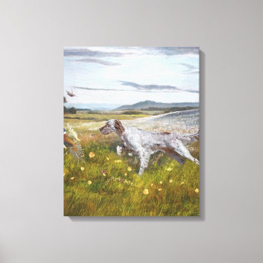 Engelse zetter met fazanten, kunst canvas afdruk (Voorkant)