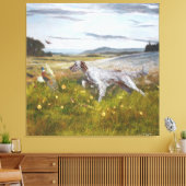 Engelse zetter met fazanten, kunst canvas afdruk (Insitu (Woonkamer))