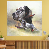 Engelse zetter met fazanten, kunst canvas afdruk (Insitu (Woonkamer))