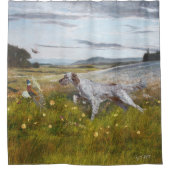 Engelse zetter met fazanten, kunst douchegordijn (Voorkant)