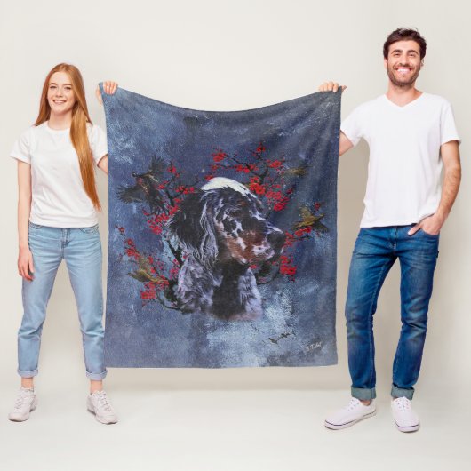 Engelse zetter met fazanten, kunst fleece deken (In situ)