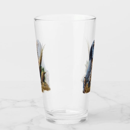 Engelse zetter met fazanten, kunst glas (Links)