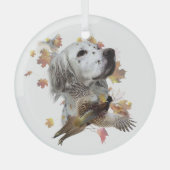 Engelse zetter met fazanten, kunst glas ornament (Voorkant)