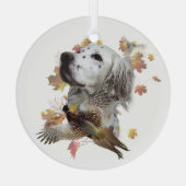 Engelse zetter met fazanten, kunst glas ornament (Achterkant)